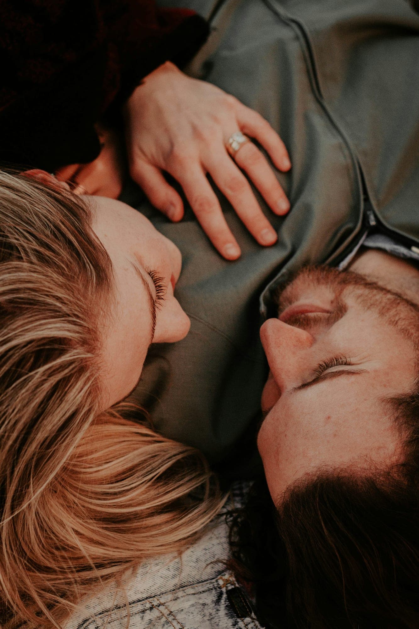 A couple sharing a warm, connected moment
